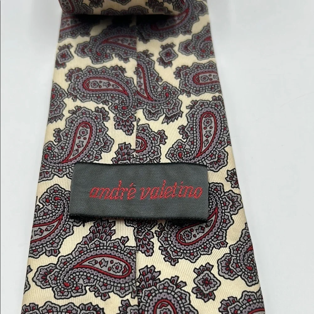 Andre Valetino paisley print silk tie Men’s beige Giraffe